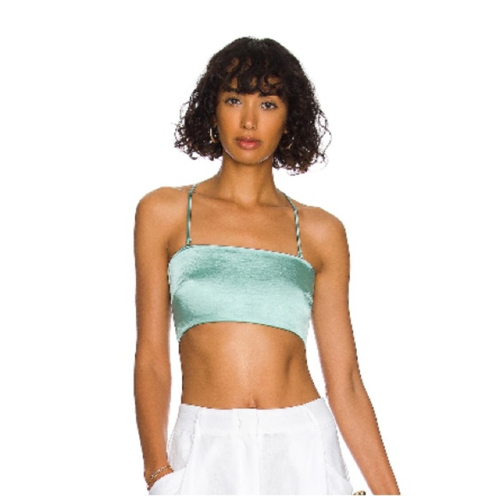 Lovers + Friends Green Sleeveless Crop Tank Top